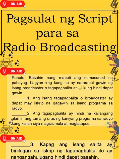 Pagsulat Ng Iskrip Sa Radyo .